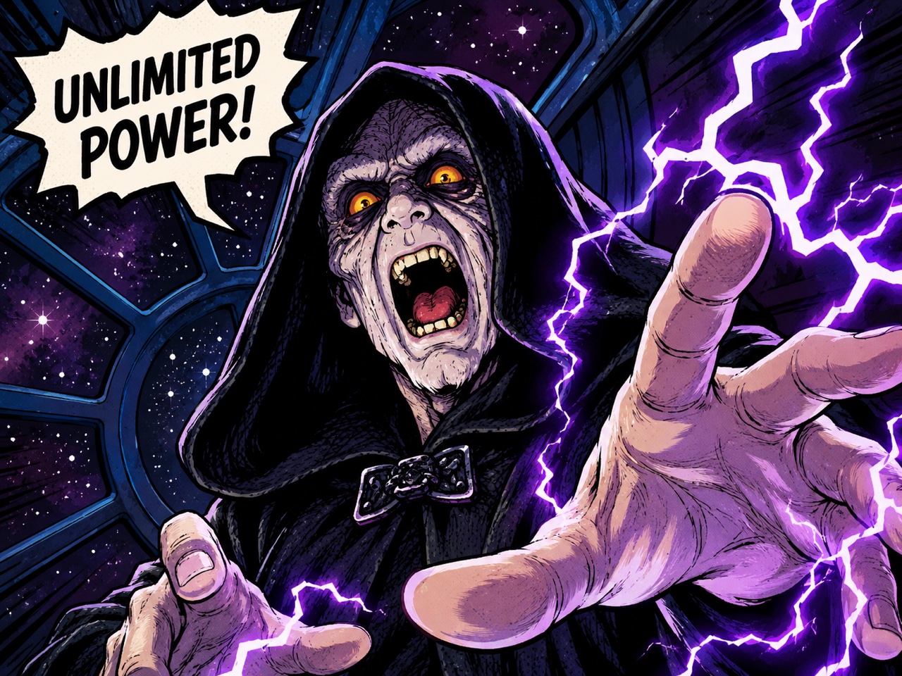 „Unlimited power!“ — качулатият Император изстрелва мълнии